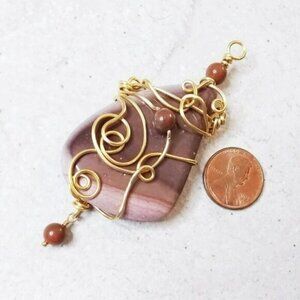 Huge! Wire Wrapped Mookaite Jasper Pendant! Grounding ~ Healing ~ Protection